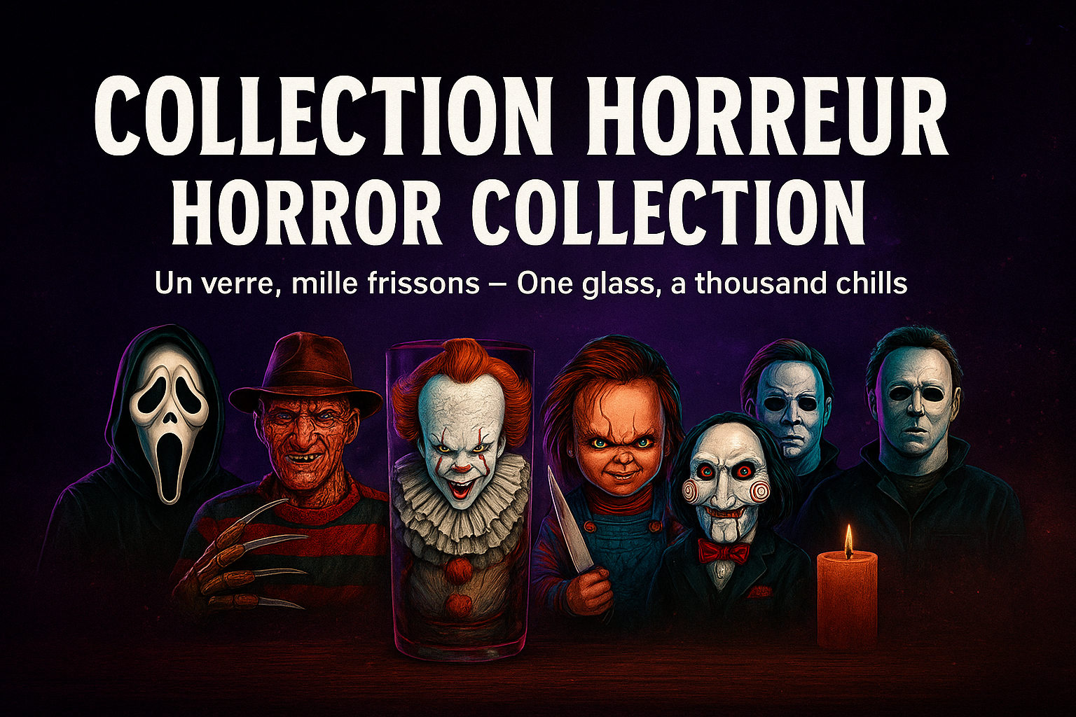 Collection Horreur – Verres en verre 16oz (Ghostface, Freddy, Jason, Pennywise, Chucky, Jigsaw & plus) – Cadeaux Halloween & fans de films cultes - Beauty Nini