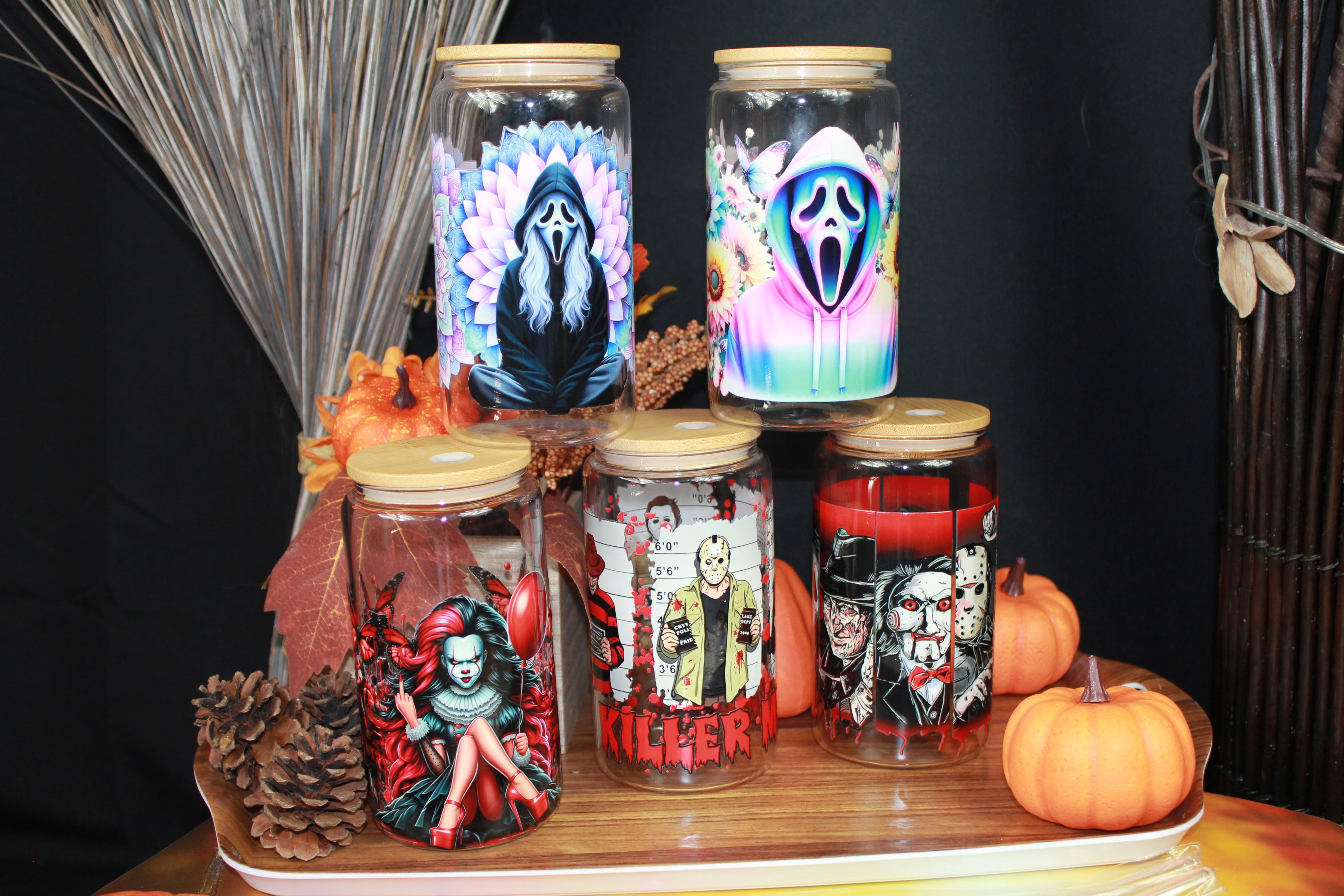 Collection Horreur – Verres en verre 16oz (Ghostface, Freddy, Jason, Pennywise, Chucky, Jigsaw & plus) – Cadeaux Halloween & fans de films cultes - Beauty Nini