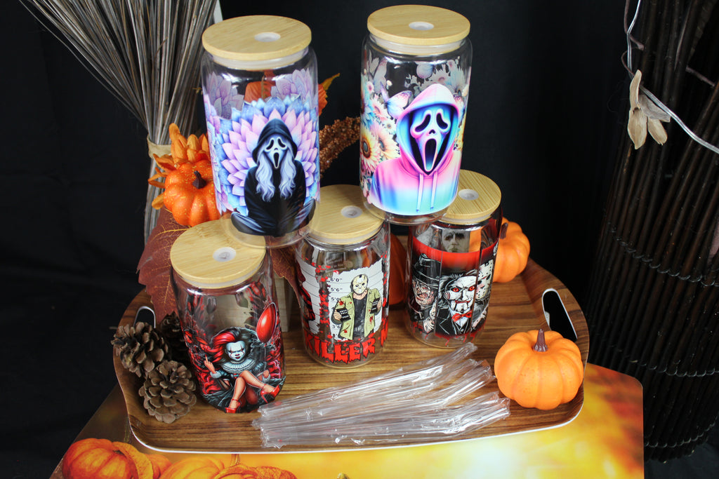 Collection Horreur – Verres en verre 16oz (Ghostface, Freddy, Jason, Pennywise, Chucky, Jigsaw & plus) – Cadeaux Halloween & fans de films cultes - Beauty Nini