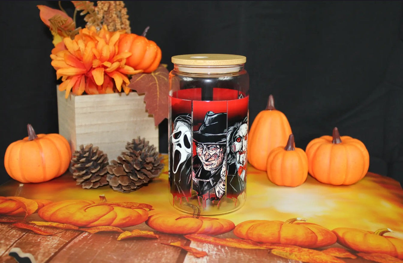 Verre 16oz Horror Legends – Michael Myers, Pennywise, Ghostface & Freddy Krueger | Double face, lave-vaisselle, qualité supérieure - Beauty Nini