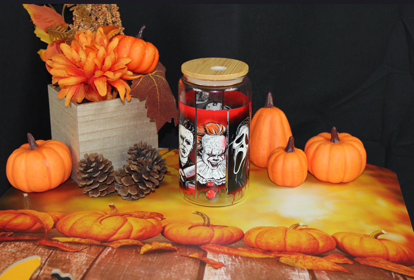 Verre 16oz Horror Legends – Michael Myers, Pennywise, Ghostface & Freddy Krueger | Double face, lave-vaisselle, qualité supérieure - Beauty Nini