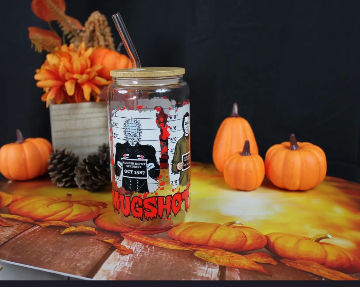 Verre 16oz Killermugshot – Horreur Halloween | Qualité supérieure, double face, lave-vaisselle - Beauty Nini