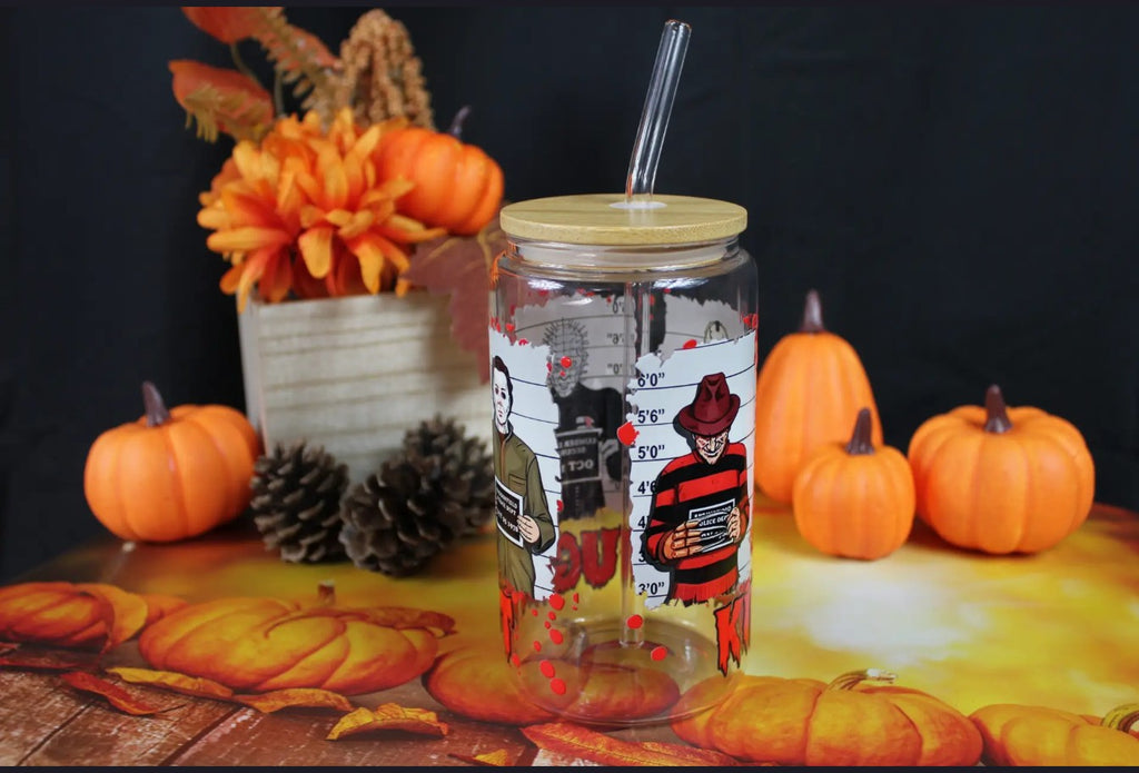 Verre 16oz Killermugshot – Horreur Halloween | Qualité supérieure, double face, lave-vaisselle - Beauty Nini