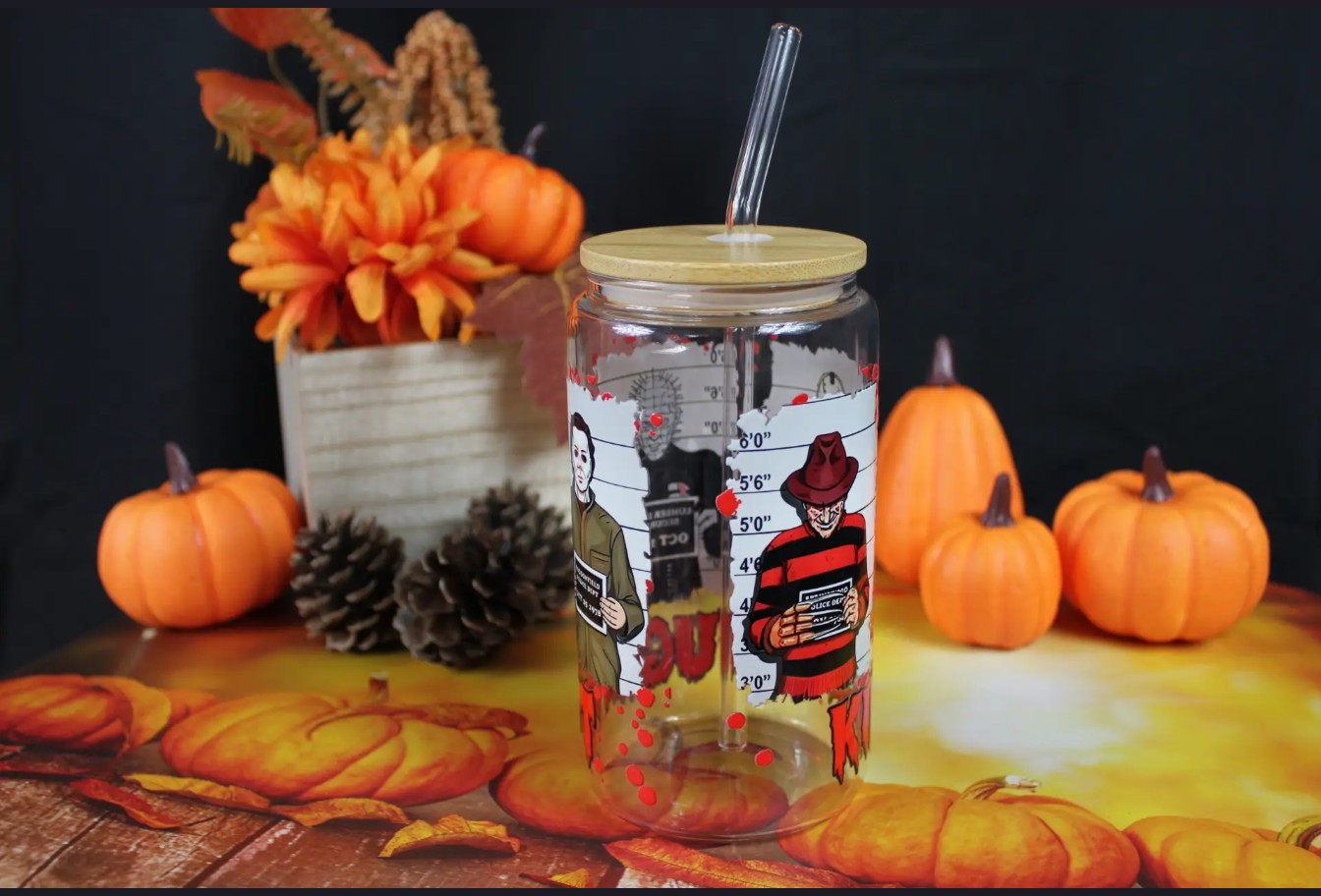 Verre 16oz Killermugshot – Horreur Halloween | Qualité supérieure, double face, lave-vaisselle - Beauty Nini